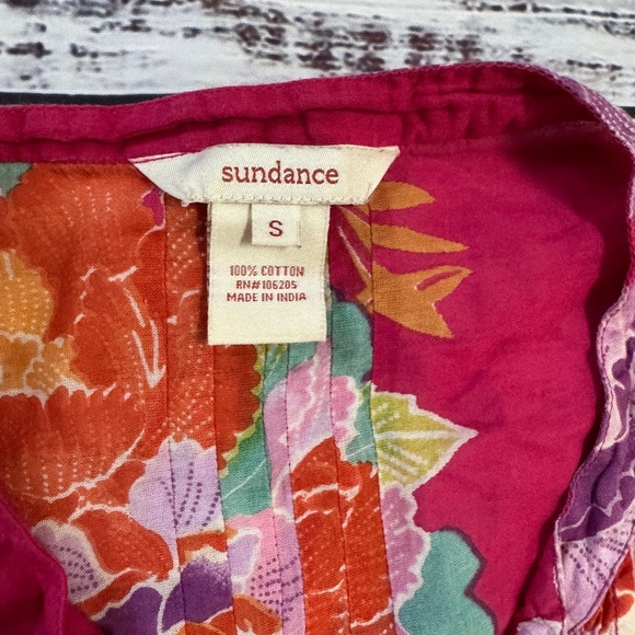Sundance Birds of Paradise Pink Floral Printed Pintucked Tunic Top - S - Picture 3 of 7